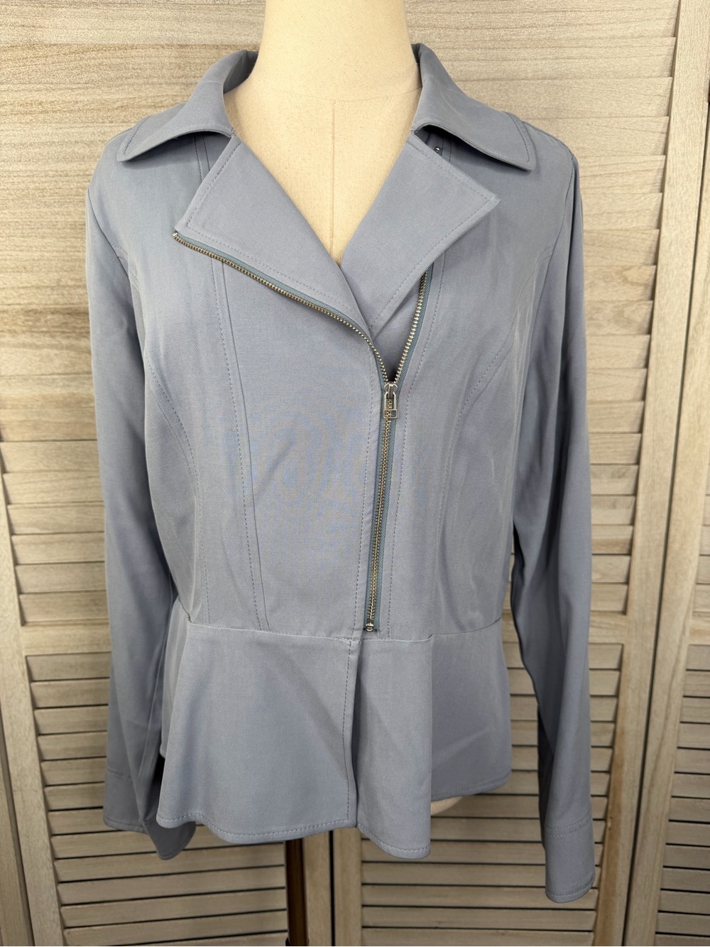 PENDLETON 100% Silk Moto Jacket Blue Women's Career/Office-Medium